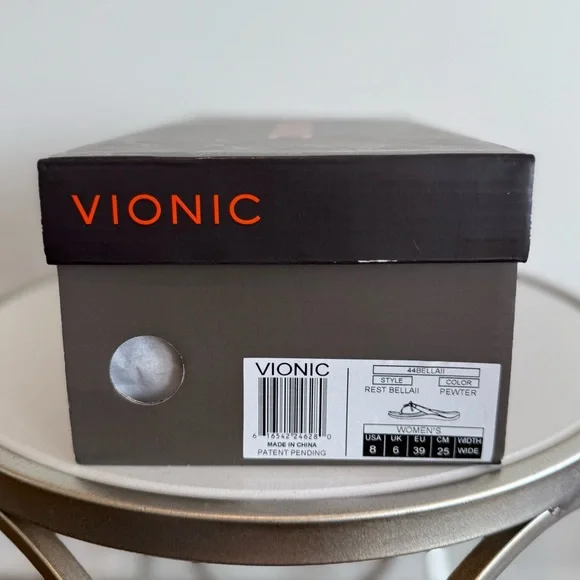 New In Box Vionic Women's Bella II Thong Sandals - Pewter - Picture 3 of 6
